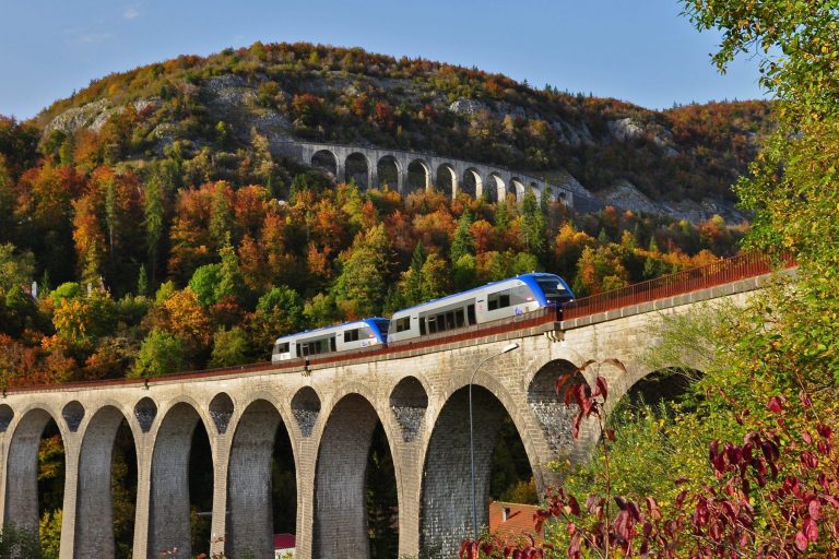 a train on a scenic rail route in provence france