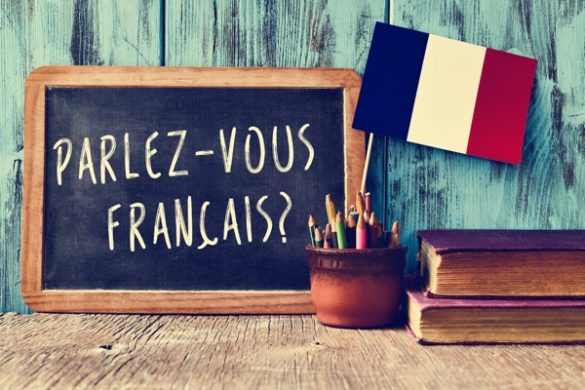 a chalkboard with a french flag