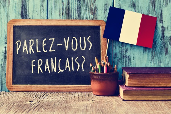 a chalkboard with a french flag