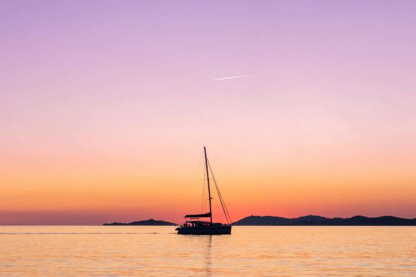 a sunset on the island of porquerolles