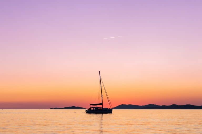 a sunset on the island of porquerolles