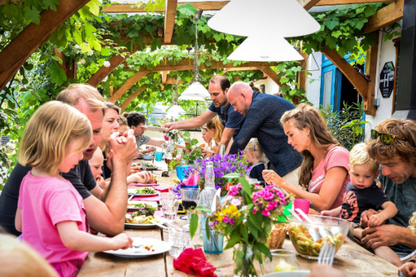people having diner together at a french b&b