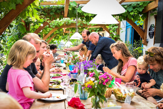 people having diner together at a french b&b