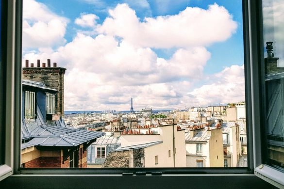 a view of paris from a centrally located hotel