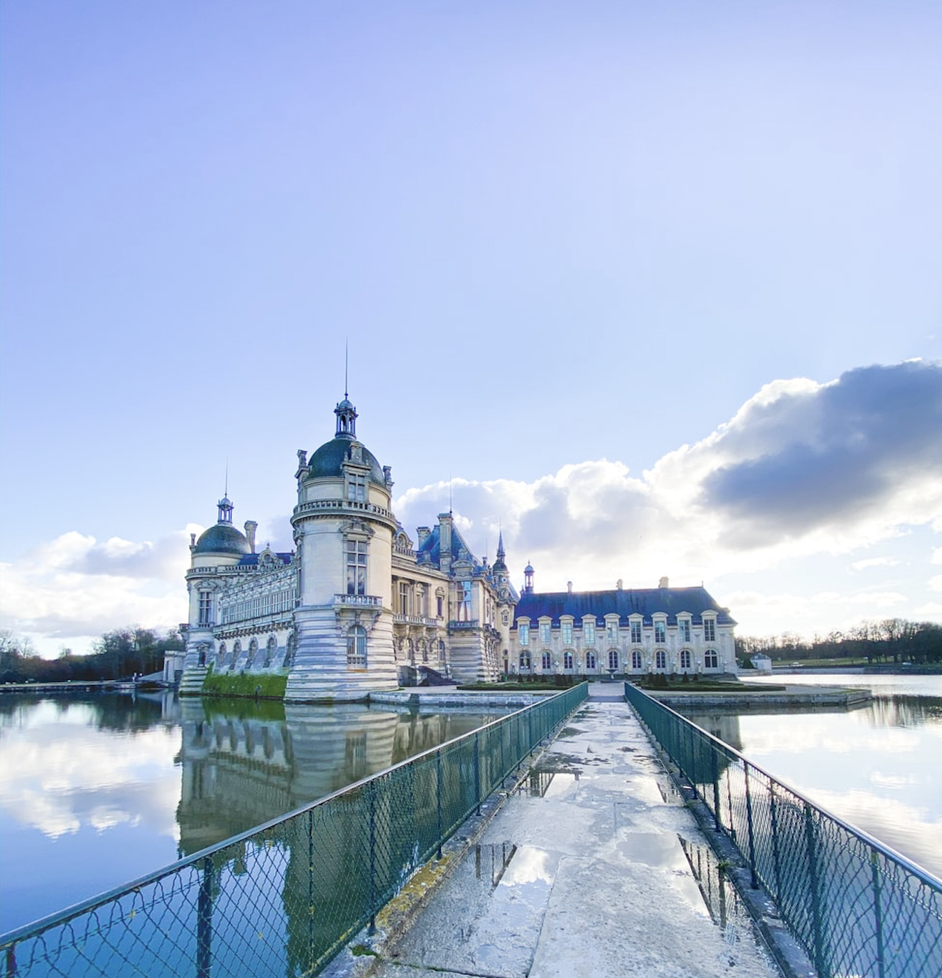 morning view of a french castle