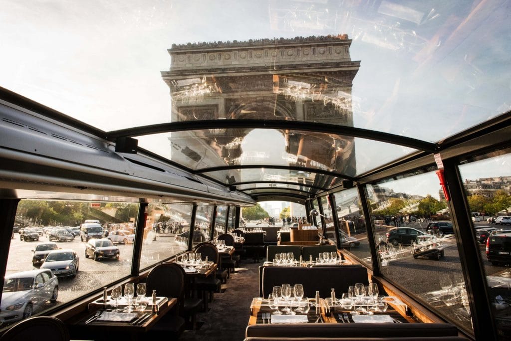 dinner in the bustronome bus in paris for valentine day