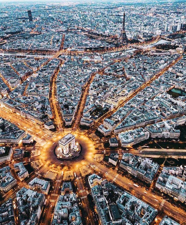 aerial view from a helicopter ride in paris