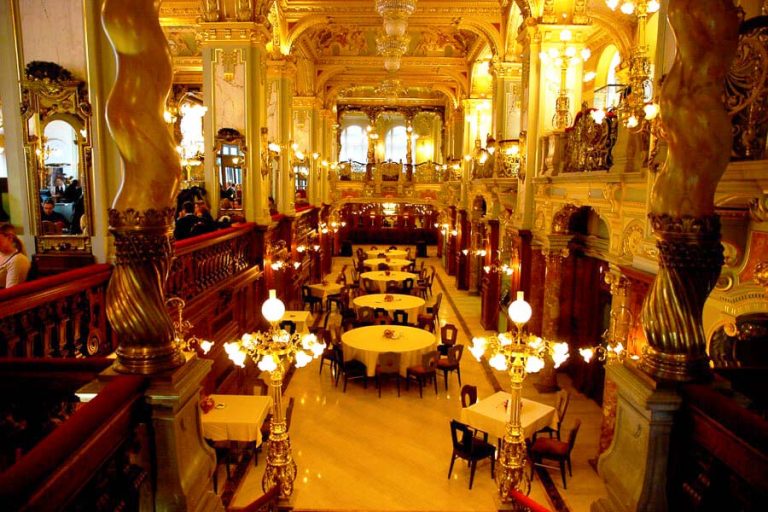 The interior of the New York Cafe in Budapest