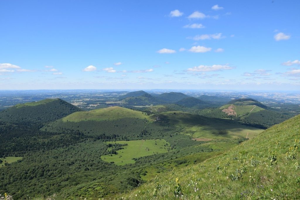 Wonderful landscape with volcanoes in Auvergne