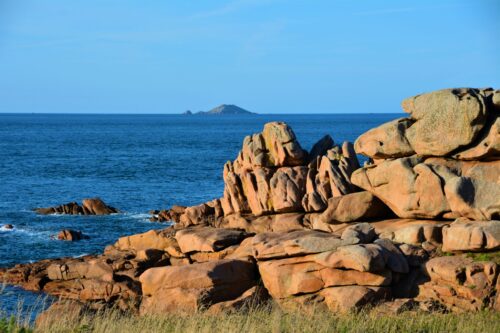 Brittany coast France pink granite coast