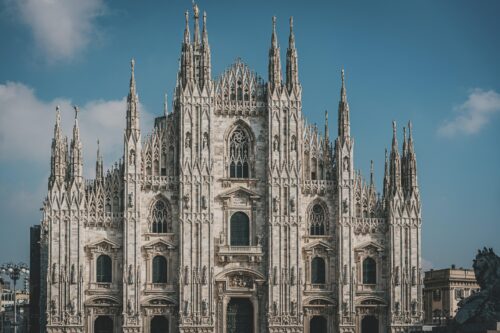 Milan city center in Northern Italy with the famous Duomo